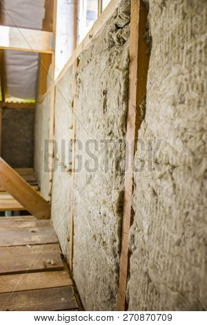 Framework Of The House Wall, Of Boards And Timber, A Window, A Grey Vapor Barrier From The Inside, N