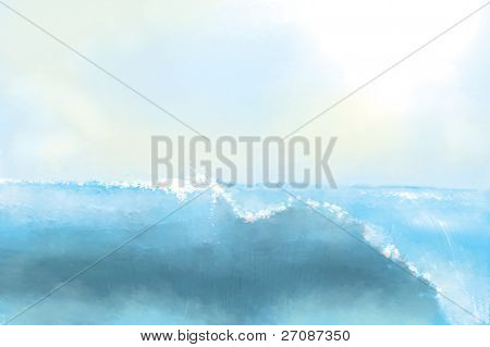Painting of a great sea wave