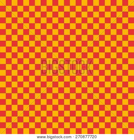 Red And Yellow Checkered Background. Christmas And New Year Chess Cage. Chess Pattern. Chess Cage. T