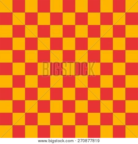 Red And Yellow Checkered Background. Christmas And New Year Chess Cage. Chess Pattern. Chess Cage. T