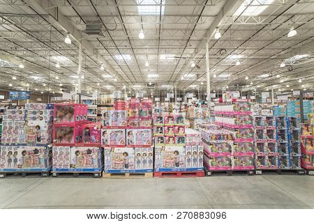 Variety Of Toys For Girls With Price On Display At Costco Wholesale Store In Texas, Usa