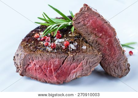 Fresh Juicy Medium Rare Beef Grillsteak. Barbecue Meat Close Up