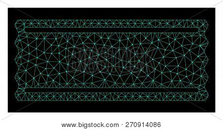 Polygonal Mesh Ticket Tempalte. Abstract Lines, Triangles And Points Organized Into Ticket Tempalte.
