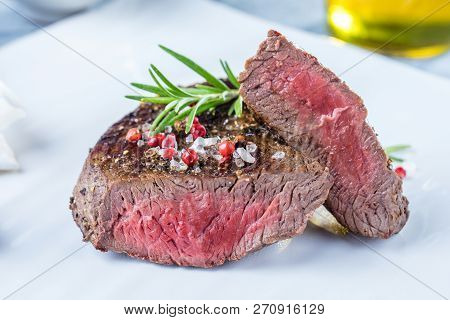 Fresh Juicy Medium Rare Beef Grillsteak. Barbecue Meat Close Up