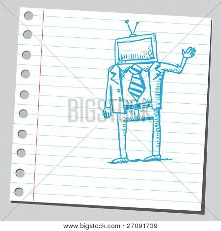 Illustration sommaire d'un homme bizarre ordinateur