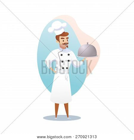Concept Illustration Of The Restaurant Business. Vector Illustration Of A Cartoon Character Shef Coo