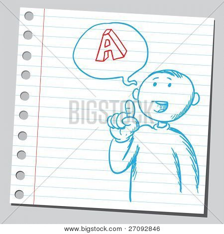 Esboçado ilustração de um homem dizendo a letra A