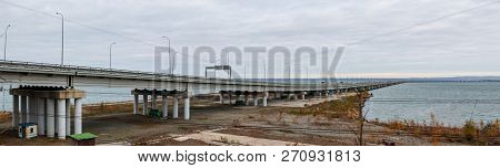 Low Water Bridge From Sedanka To The De Friz Peninsula Across The Amur Bay Of Primorsky Krai Russia.