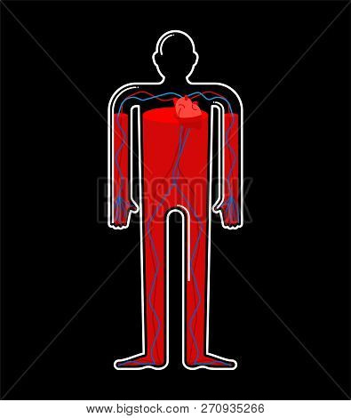Transparent Glass Body And Blood. Body Bottle Inside Red Liquid. Vector Illustration