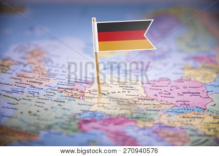 Germany Marked With A Flag On The Map