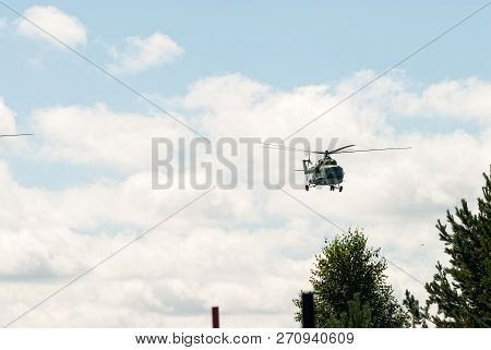 Tyumen, Russia - August 4, 2017: International Army Games. Engineering Formula Contest. Military Hel