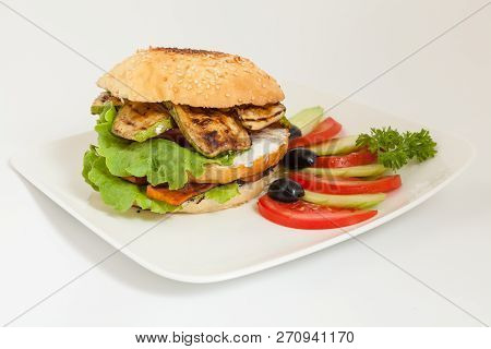 Vegetarian Burger With Zukini And Assorted Vegetables