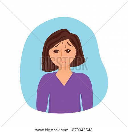 Girl Suffers From Panic Attack Cartoon Style Concept.
