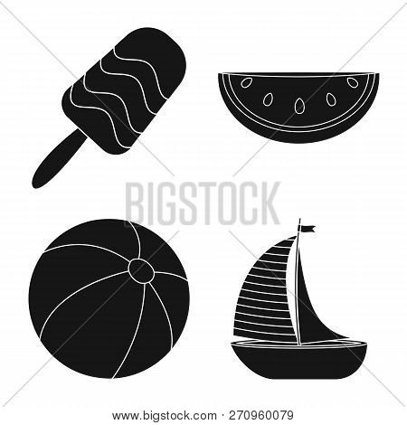 Vector Illustration Of Equipment And Swimming Sign. Set Of Equipment And Activity Stock Vector Illus