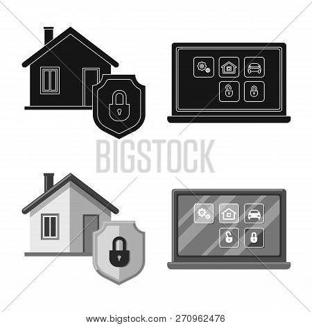 Vector Illustration Of Office And House Symbol. Set Of Office And System Stock Vector Illustration.