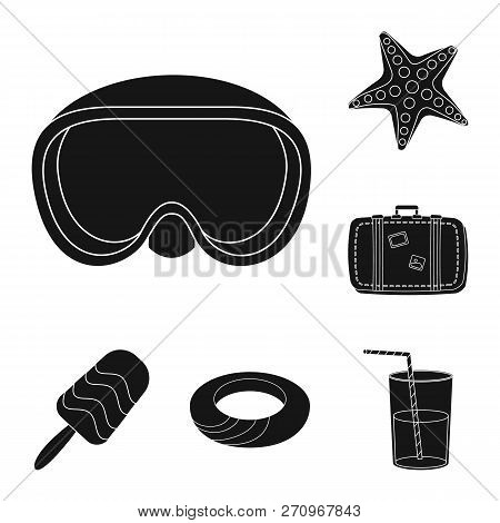 Vector Illustration Of Equipment And Swimming Logo. Collection Of Equipment And Activity Vector Icon