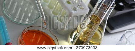 Yellow Liquid Spilled Petrol Additive Innovative Supply. Conveyor Line Production Household Cleaning