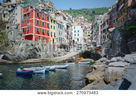 Riomaggire, Italy, La Specia Province, Liguria Regione, 11 August, 2018: View On The Colorful Houses