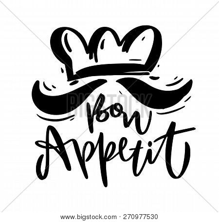 Bon Appetit Hand Drawn Vector Lettering. Vector Illustration Sketch.