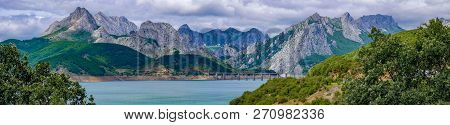Reservoir In The Mountains Of Picos De Europa. Cantabrian, Riano, Province Of Leon. Castile And Leon