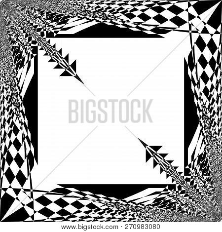 Arabesque Frame With Diagional Speers Black On Transparent Background