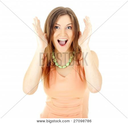 Smuk Model poserer på Studio Over hvid baggrund.