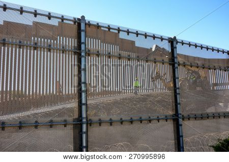 SAN YSIDRO, CALIFORNIA - NOVEMBER 26, 2018: Border Wall Construction in San Ysidro. 