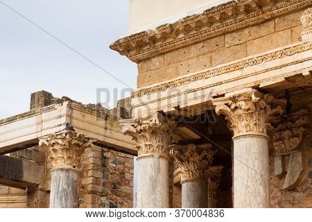 Closeu Of Antique Roman Theatre At Merida