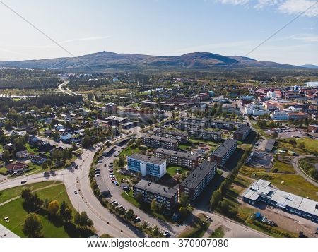 Aerial Summer Sunny View Of Gallivare Town, A Locality And The Seat Of Gallivare Municipality In Nor