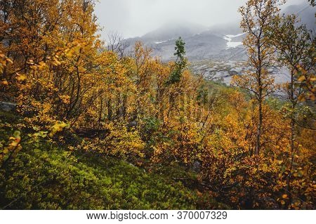 Norwegian Mountain Landscape During Hiking To Halls Fortopp Peak, With A View On Stetind, Northern N