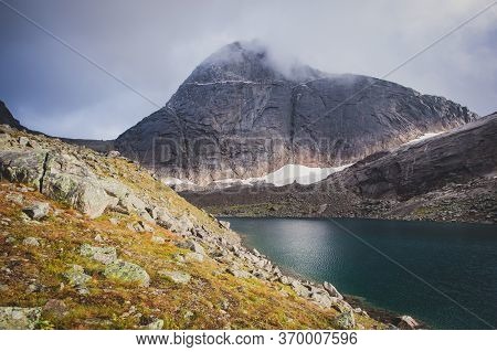 Norwegian Mountain Landscape During Hiking To Halls Fortopp Peak, With A View On Stetind, Northern N