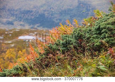 Norwegian Mountain Landscape During Hiking To Halls Fortopp Peak, With A View On Stetind, Northern N