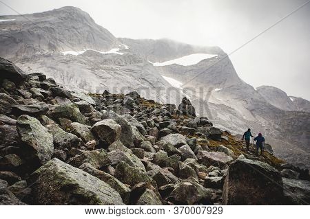 Norwegian Mountain Landscape During Hiking To Halls Fortopp Peak, With A View On Stetind, Northern N