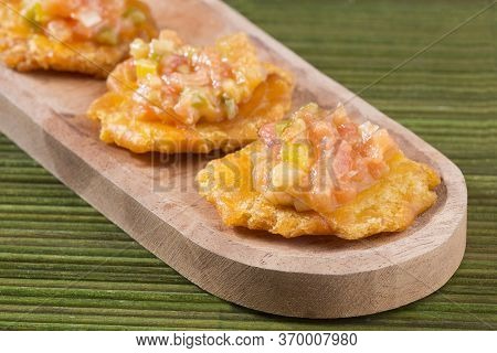 Patacón Fried Flattened Pieces Of Green Plantain (tostón, Tachino)
