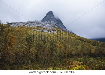 Norwegian Mountain Landscape During Hiking To Halls Fortopp Peak, With A View On Stetind, Northern N