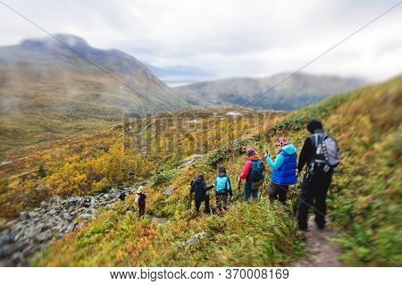 Norwegian Mountain Landscape During Hiking To Halls Fortopp Peak, With A View On Stetind, Northern N
