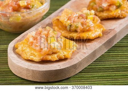Patacón Fried Flattened Pieces Of Green Plantain (tostón, Tachino)