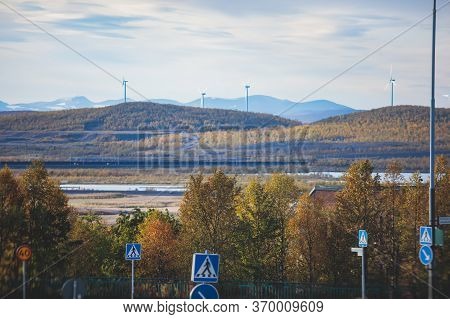 Summer Sunny View Of Kiruna Streets, The Northernmost Town In Sweden, Province Of Lapland, Norrbotte