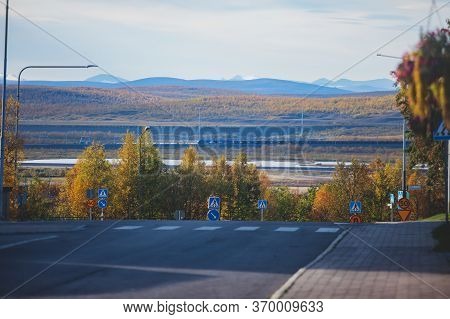 Summer Sunny View Of Kiruna Streets, The Northernmost Town In Sweden, Province Of Lapland, Norrbotte