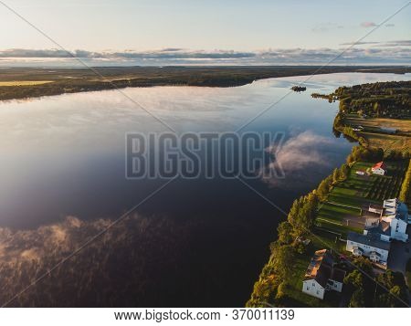 View Of Kem River, Kemijoki, In A Liedakkala Village In The Municipality Of Keminmaa In Lapland In N