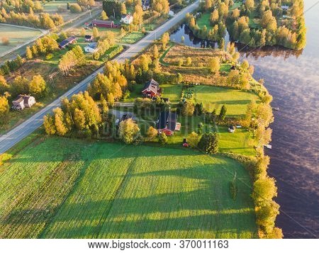 View Of Kem River, Kemijoki, In A Liedakkala Village In The Municipality Of Keminmaa In Lapland In N