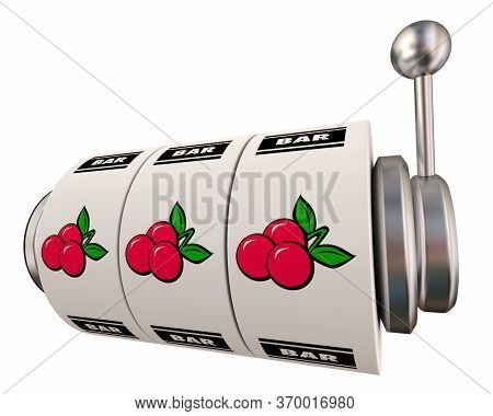 Slot Machine Wheels Three 3 Cherries Jackpot Winner 3d Illustration