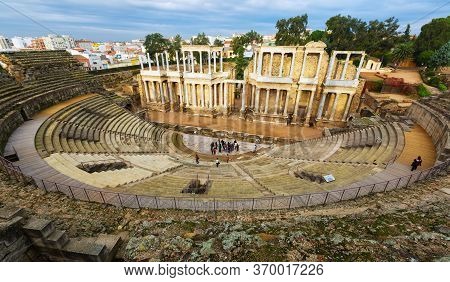 Antique Roman Theatre In Merida, Spain..built By The Romans In End Of The 1st Century Or Early 2nd C