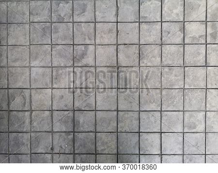 Stamp Concrete Black Color Hardener Printing Patterns On The Cement Or Mortar Surface Block Shape Sq