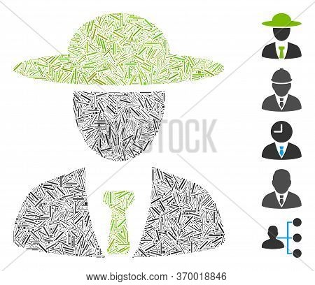 Dash Mosaic Based On Agronomist Chief Icon. Mosaic Vector Agronomist Chief Is Composed With Random D