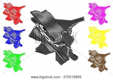 Oskemen City (republic Of Kazakhstan, East Kazakhstan Region) Map Vector Illustration, Scribble Sket