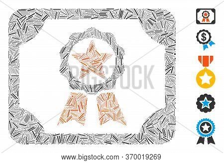 Hatch Mosaic Based On Award Diploma Icon. Mosaic Vector Award Diploma Is Created With Scattered Hatc
