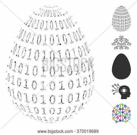 Hatch Mosaic Based On Binary Digital Abstract Egg Icon. Mosaic Vector Binary Digital Abstract Egg Is
