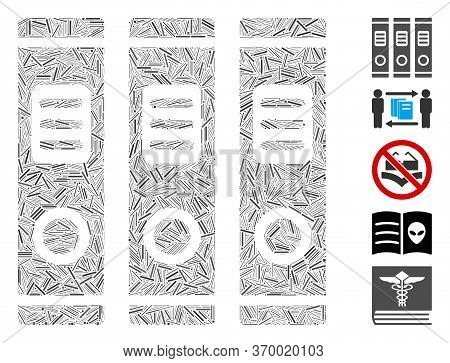 Line Mosaic Based On Books Icon. Mosaic Vector Books Is Composed With Scattered Line Items. Bonus Ic