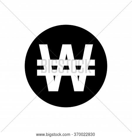 Coins Won Icon Black In Simple Style Isolated On White, Monetary Won Currency Symbol, Korean Won Coi
